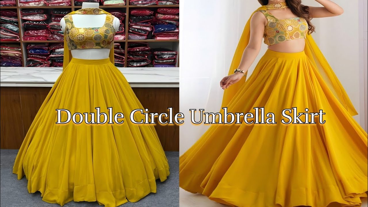 ✅Double Circle Umbrella Skirt Cutting & Stitching || Double Umbrella Lehenga Cutting & Stitching 