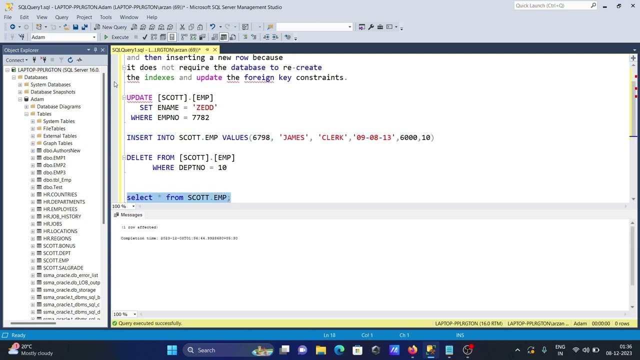 Why update faster than insert + delete | SQL server