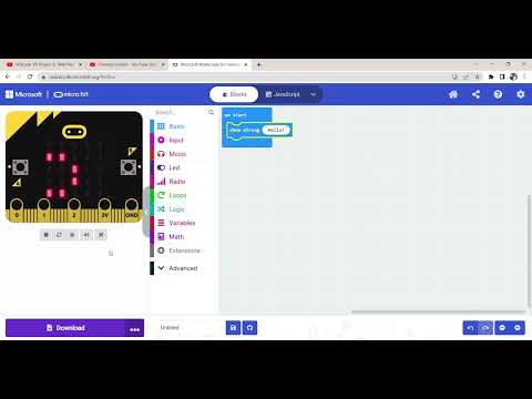 Microsoft MakeCode Micro:bit Project 3: 'Show String:Hello' Created by Trishanth Kumar