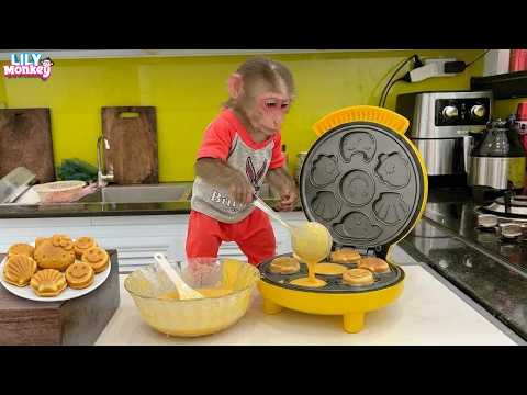 Lily helps her dad make super delicious sponge cakes in the kitchen