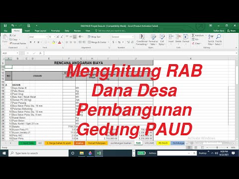 Menghitung  Rencana anggaran Biaya proyek pembangunan PAUD Dana Desa