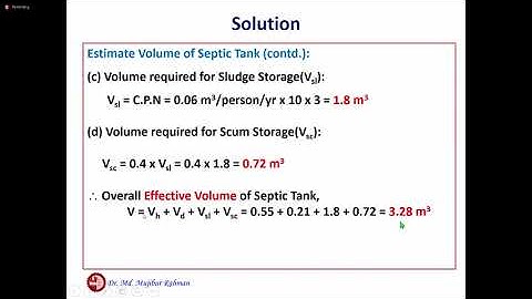 Lecture 05   Septic Tank Design | Dr. Mujibur Rahman | AUST |