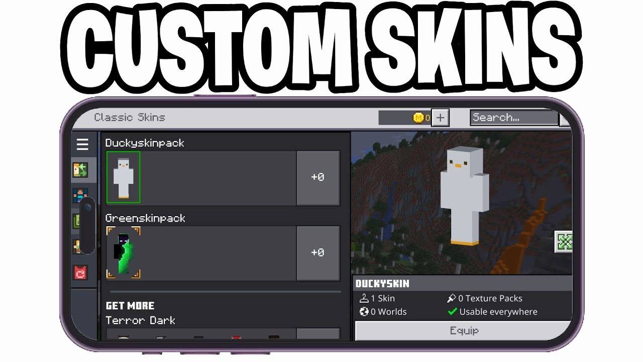 How To Add Custom Skins In Minecraft Bedrock Mobile! - Android & IOS ...