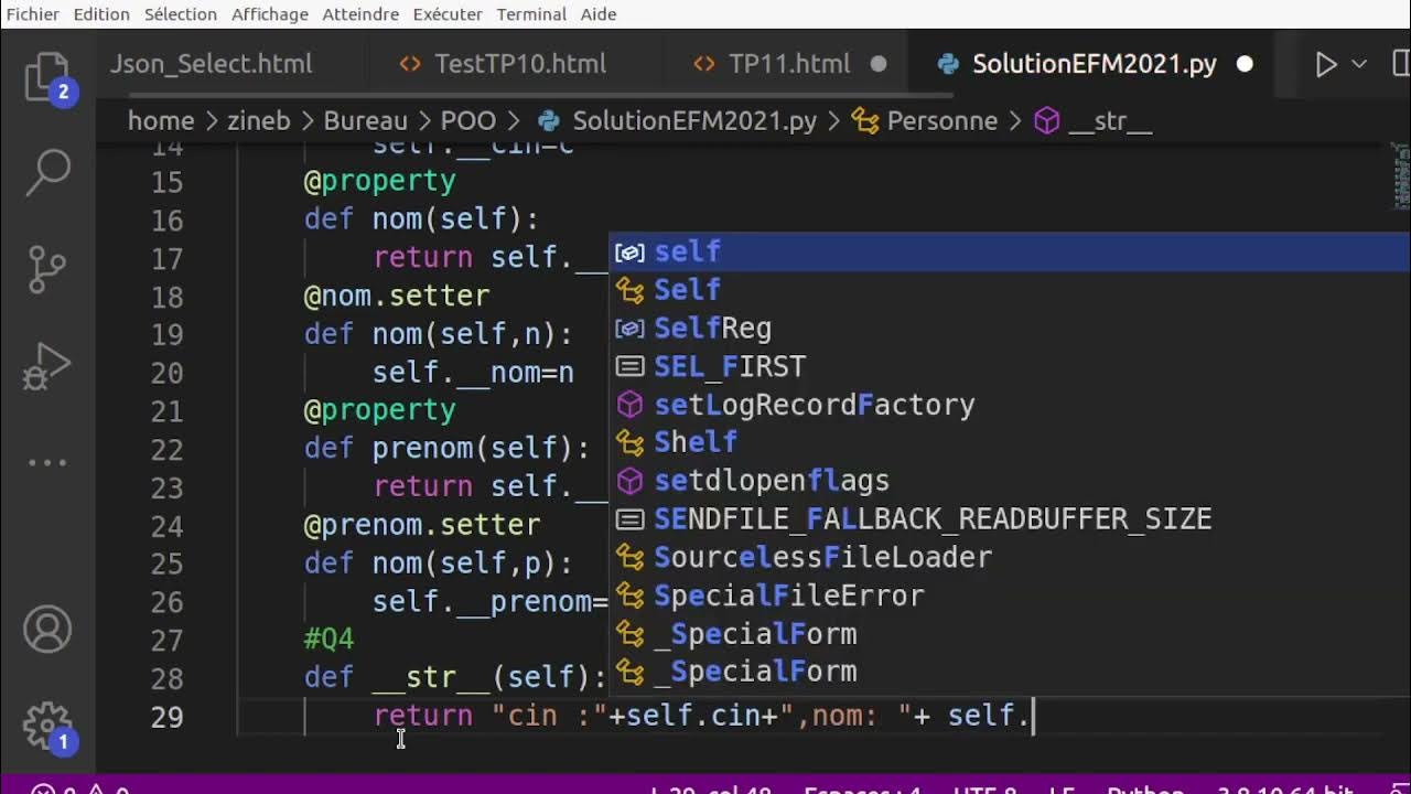 POO en python correction EFM 2021 P1 YouTube