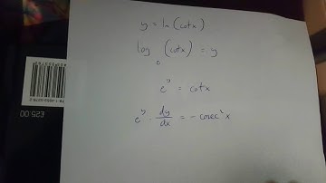 y=ln(cotx) differentiated, implicit differentiation version