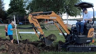 Drainage without much slope, Digging a Trench with Mini-Excavator!