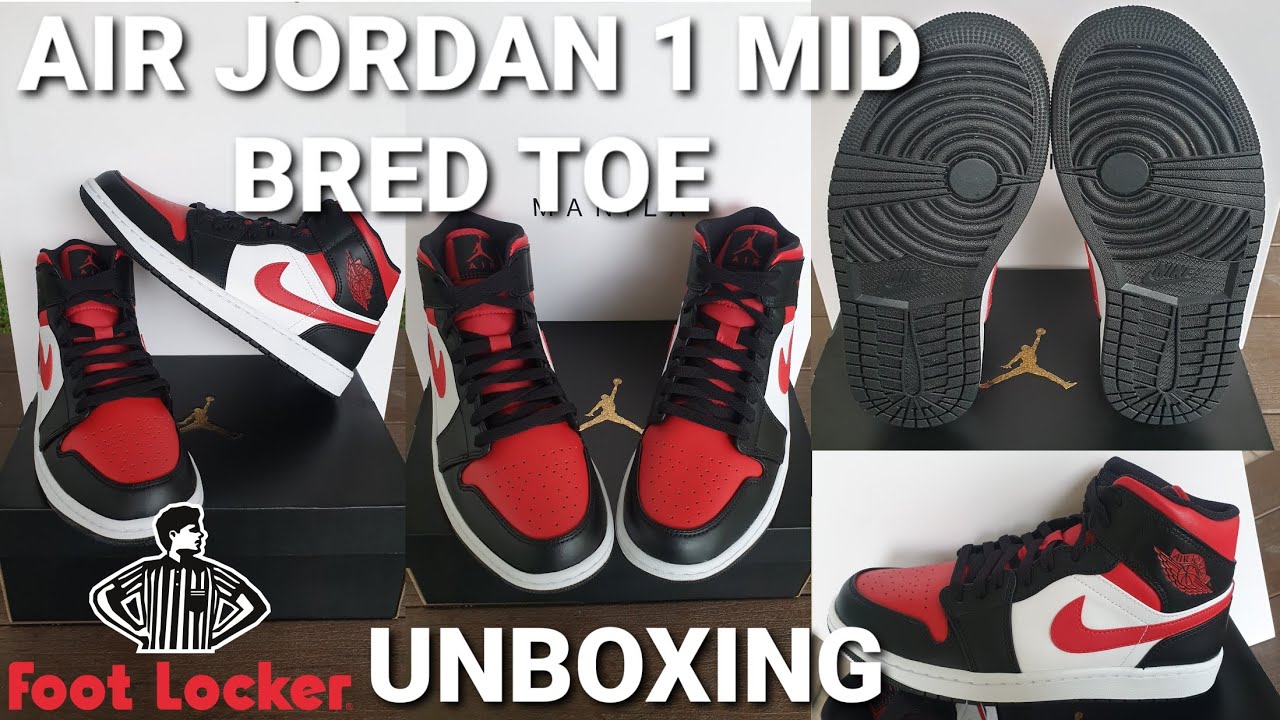 jordan 1 mid bred toe foot locker