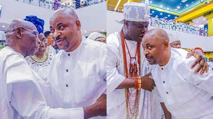 SEE HOW OBASANJO AND OONI OF IFE HUG MC OLUOMO AT REV. ESTHER AJAYI CHURCH