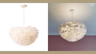 Aeyee Modern Feather Chandelier, 3 Lights Decorative White Pendant Light Fixture, Girls Bedroom screenshot 5