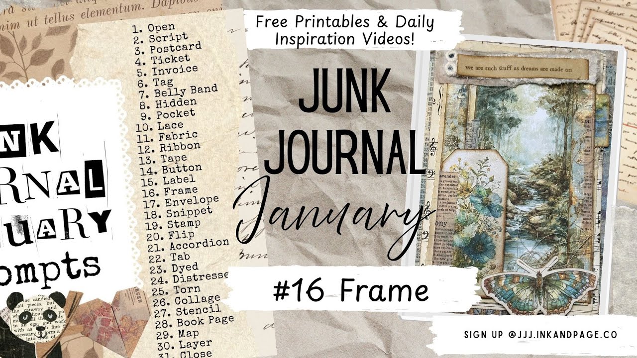 Junk Journal January |#16 Frame| Free Printable Project | Easy Pocket Frame
