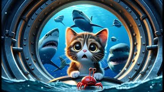 A KITTEN ATTACKED BY A GIANT SHARK!!!☺　#funny #cat #cute #funnyvideo #puppy