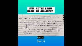 java notes for beginners | part 2 | from Basic to Advanced|#coding #viral #youtubeshorts