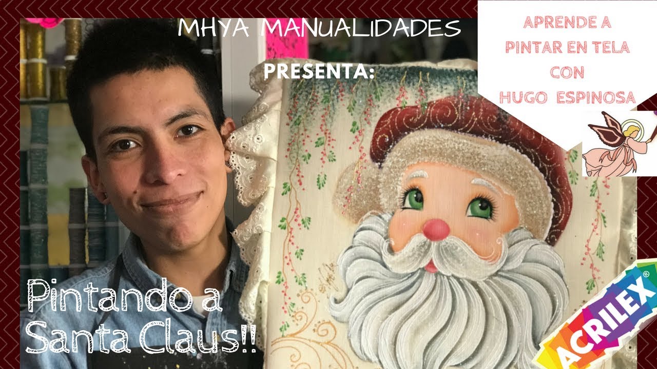 Como pintar un santa claus en un cojin de tiara bordeada por Hugo Espinosa