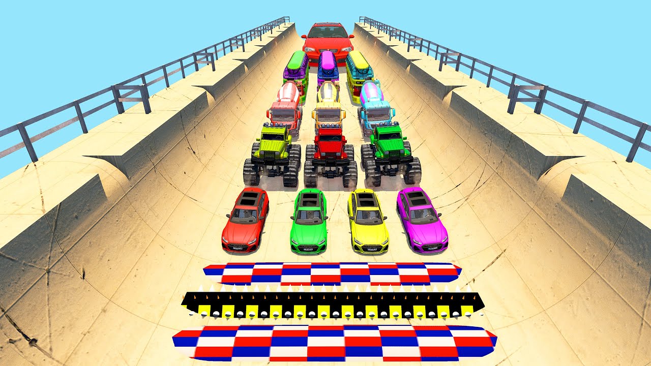 HT Gameplay Crash # 304 | Impossible Big & Small Cars Vs Giant Ramp & Monster Trucks vs Speed Bumps