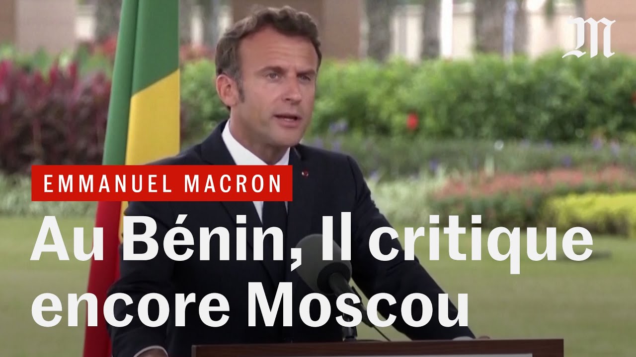 Au Bénin, Macron critique Moscou; Talon assure qu’« il n’y a aucun détenu politique » chez lui