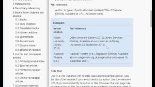 Quick guide to OU Harvard style referencing