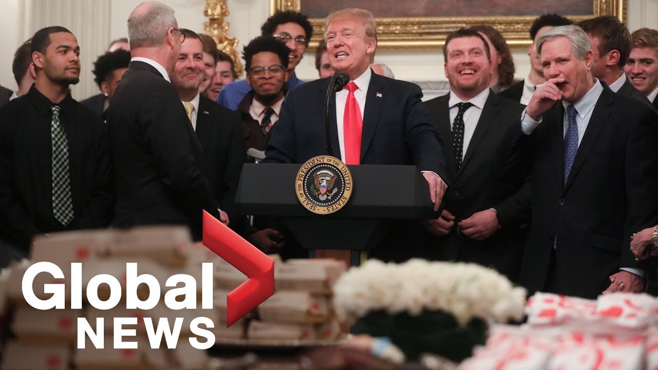 Trump congratulates college football champions with fast food buffet trump news today npr