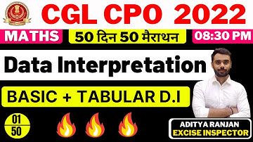 🔴DAY 01 || DATA INTERPRETATION 01 || CGL CPO 2022 || 50 दिन 50 मैराथन || By Aditya Ranjan Sir #ssc