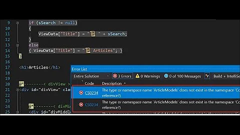 ✅ Error: The type or namespace name Models does not exist in the namespace Models Asp Core View c#