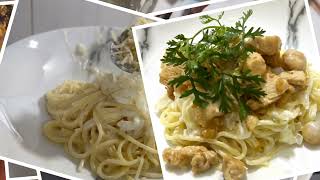 Spaghetti in Cream Sauce with Stir-Fried Chicken in Oyster Sauce - Blending Rich Flavors. #cooking