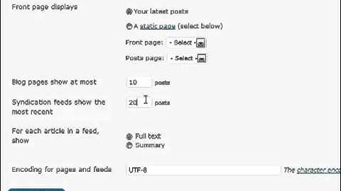 WordPress Tutorials - Reading Settings