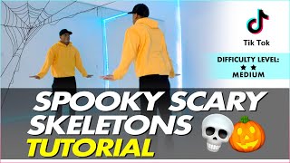 Spooky Scary Skeletons Tiktok dance tutorial | DC: Minecrafter2011