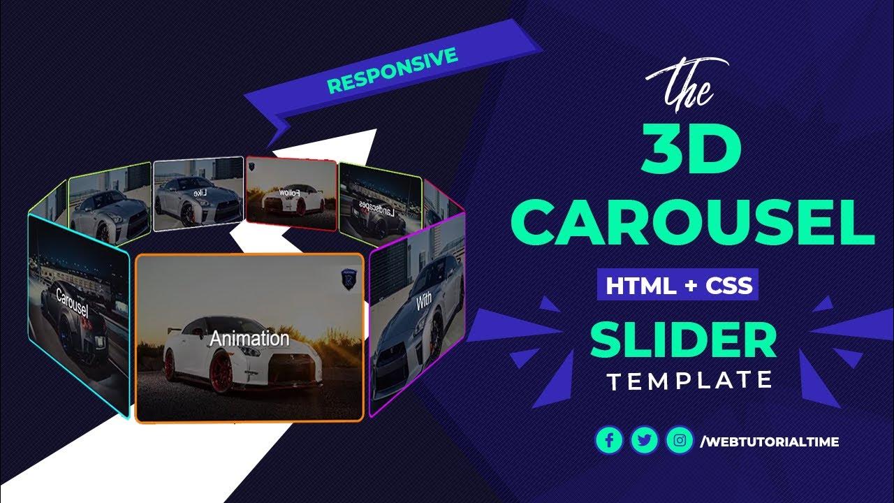 3D Slider Carousel Template HTML + CSS - YouTube