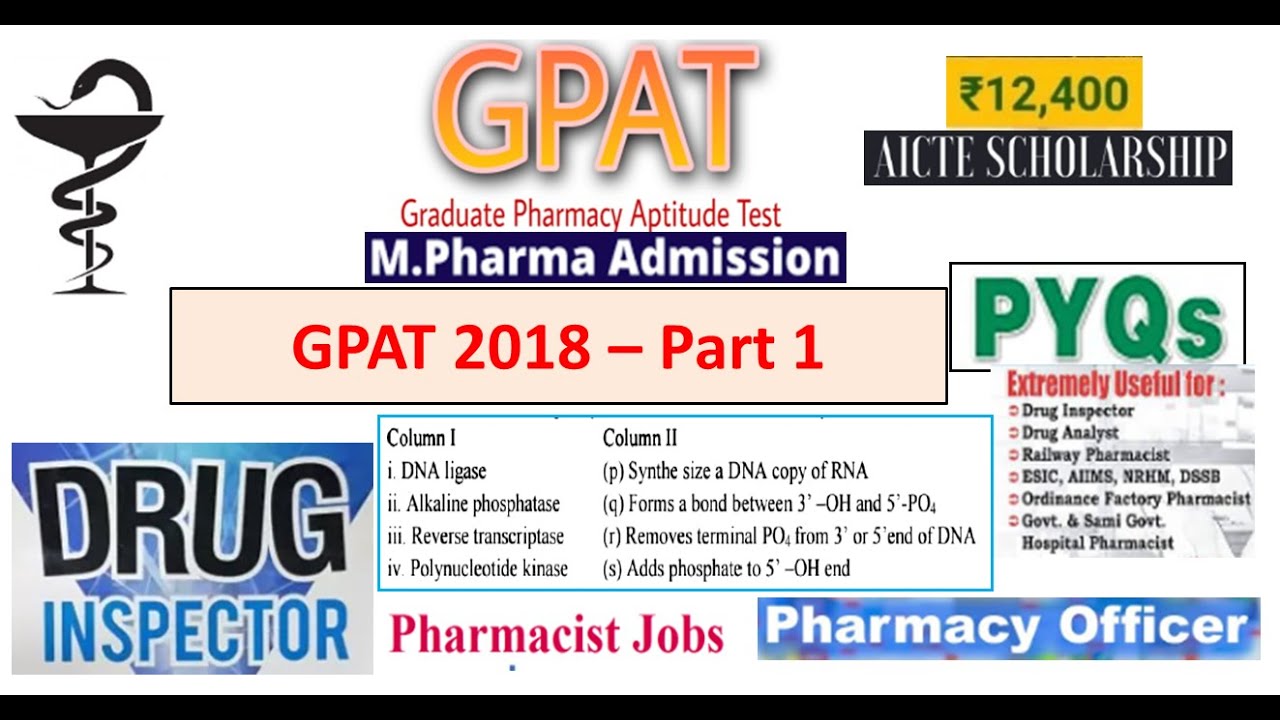 GPAT 2018 Part 1 - Previous Year Question Paper with Answer Key MCQs I 1998-2022