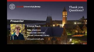 康乃爾大學 Cornell University 談論使用 FOLIO電子資源管理系統 ERM的經驗分享