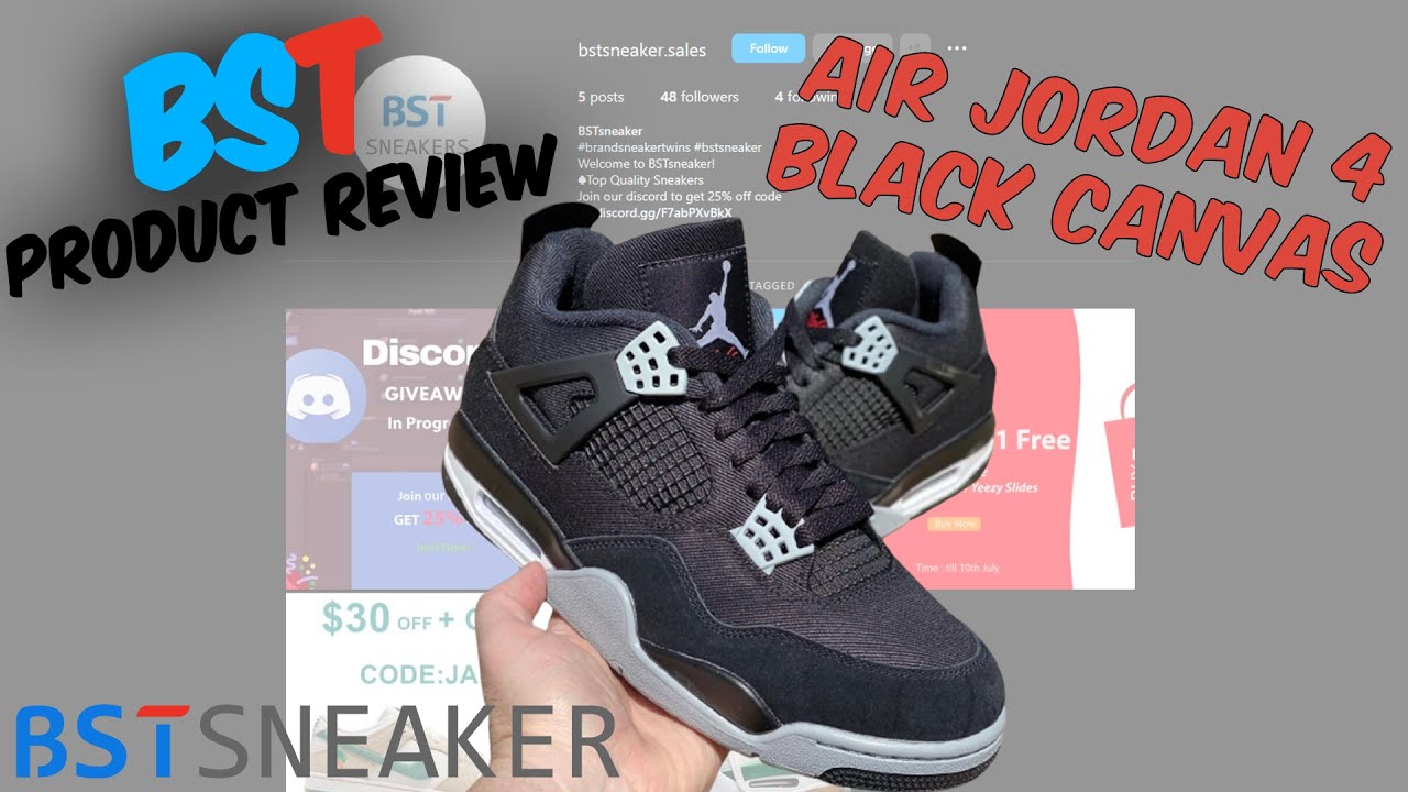 BLACK CANVAS JORDAN 4 REPLICA UNBOXING/REVIEW FROM BST SNEAKERS🔥