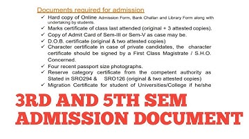 JAMMU UNIVERSITY 3RD AND 5TH SEM ADMISSION DOCUMENT KYA CHAHIYE.... @gdcakhnoor1189 #gdcakhnoor