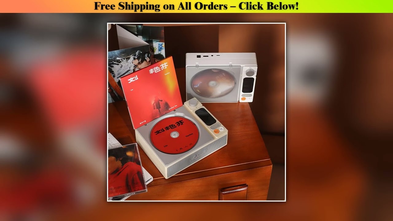 CD Player Bluetooth 5.0 Built-in Speaker Portable Rechargeable Support CD CD-R MP3 WMA USB 3.5mm