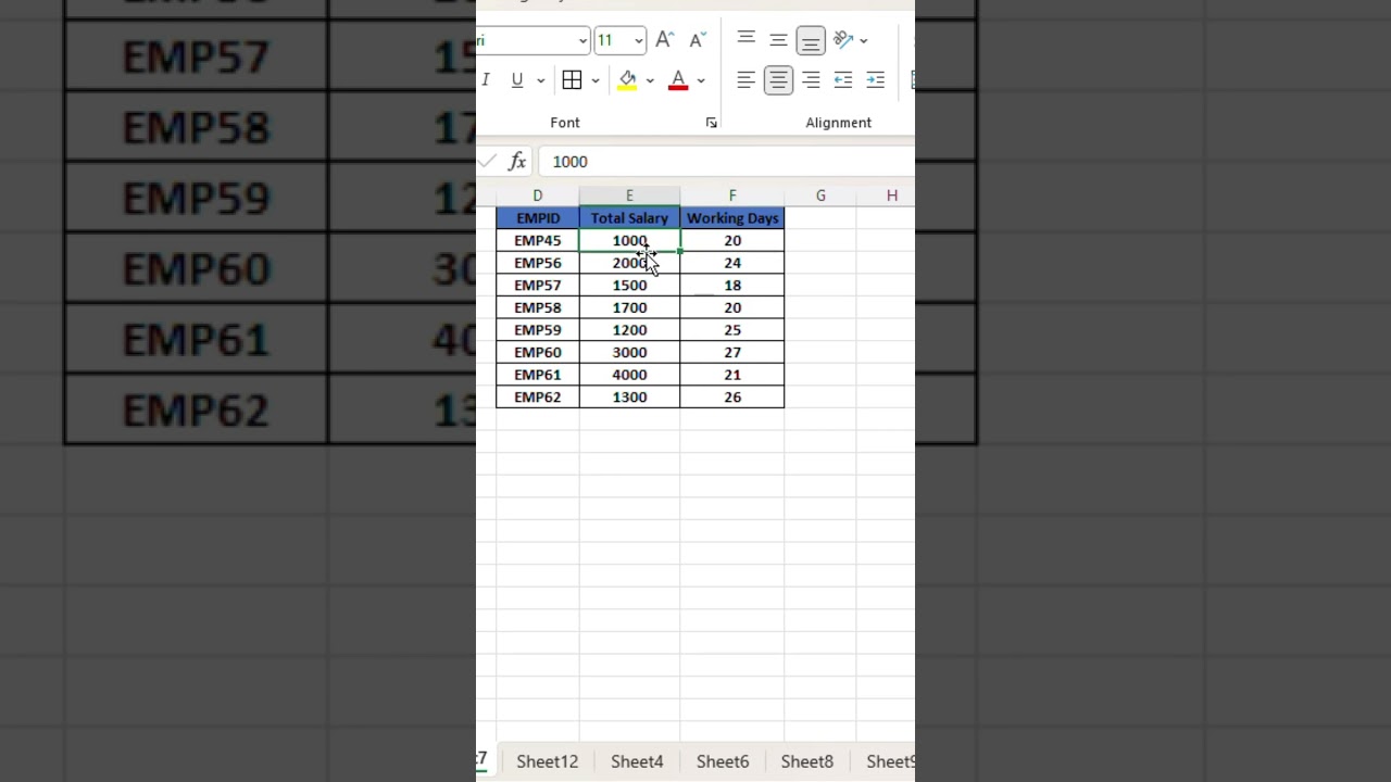salary calculation in excel sheet