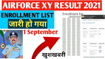 ✅ Indian Airforce xy Result 2021 update | IAF Enrollment list 02/2021 | Airforce Result date