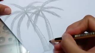 Menggambar pemandangan dengan pensil 2b