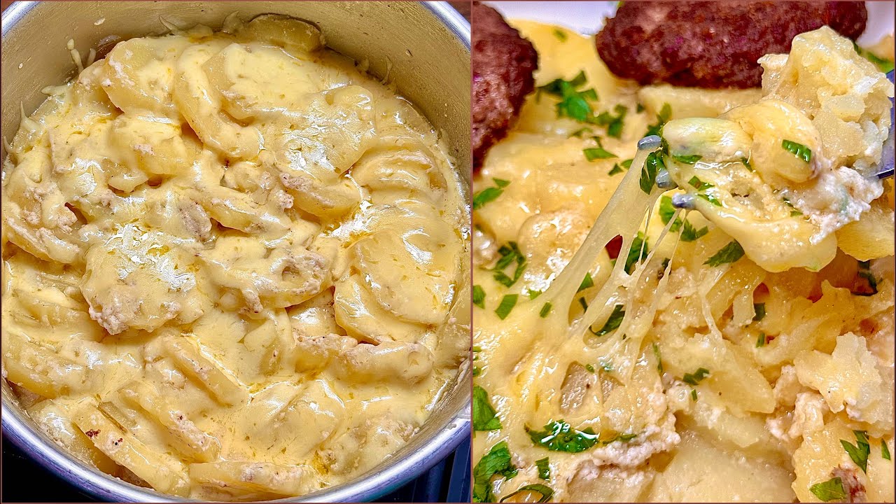 البطاطا المفرمجة سلاكة الحاصلين 🙈🧀 10 دقايق و تكون جاهزة بنينة معسلة و ما تتشبعش 🤤