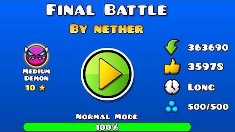 Final Battle by nether- Geometry Dash (Medium Demon + Secret Way)