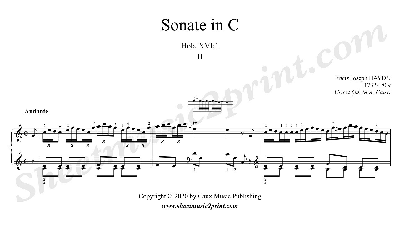 Haydn Sonata Hob XVI 1 2 3 Andante Urtext YouTube