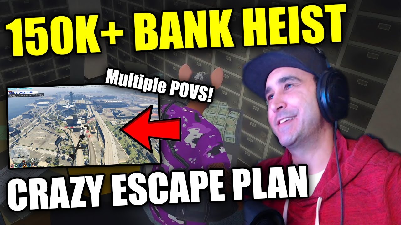 Summit1g INSANE 150K+ BANK HEIST WITH CRAZY ESCAPE PLAN! (MULTIPLE POVS)