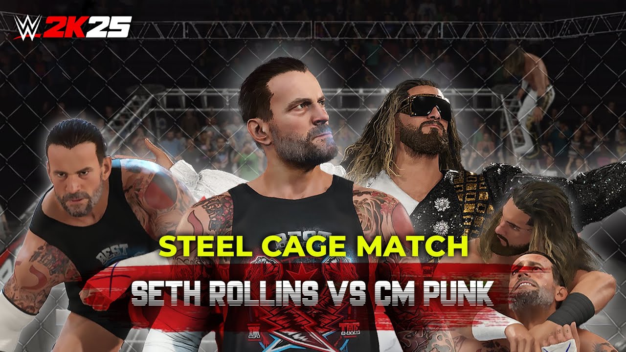 WWE 2K25: Cage WAR! 🏆 Seth Rollins vs CM Punk – Who Survives?