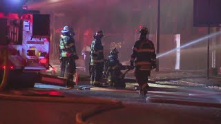 Crews battle vacant church fire in Maywood