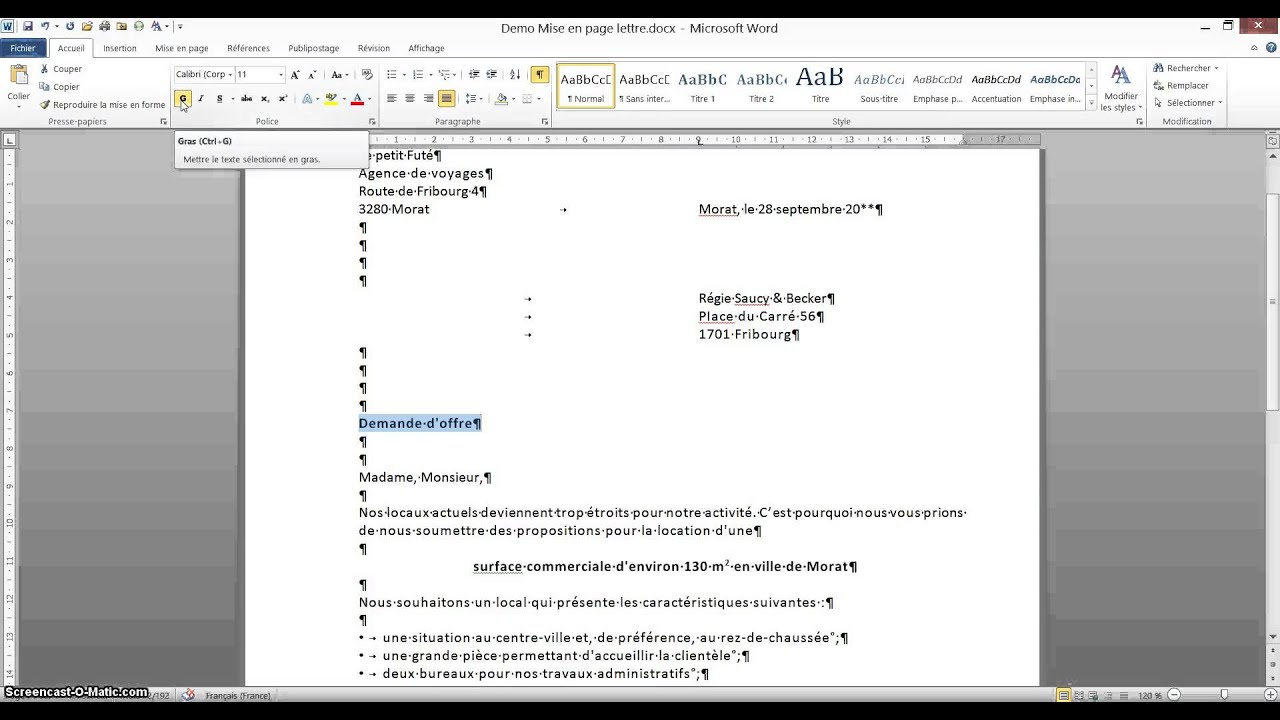 Tutoriel Word Mise en page lettre - YouTube