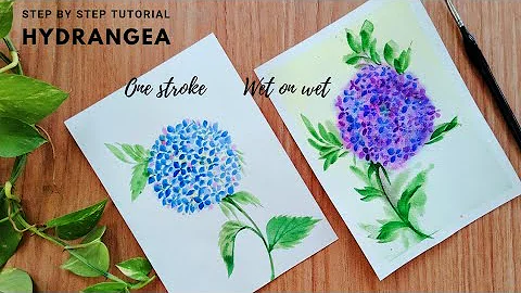 How to paint Hydrangea flowers.Two ways. Easy Watercolor painting. Step by step tutorial.