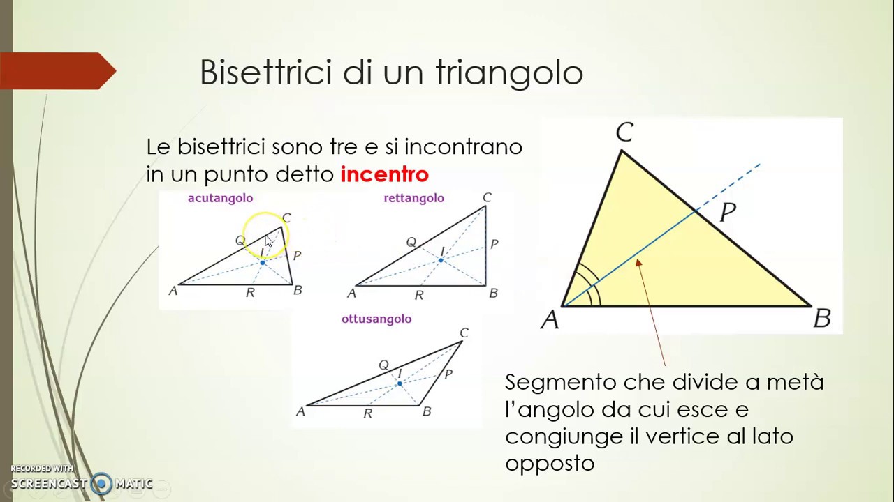 8.8 Bisettrici ed incentro di un triangolo - YouTube