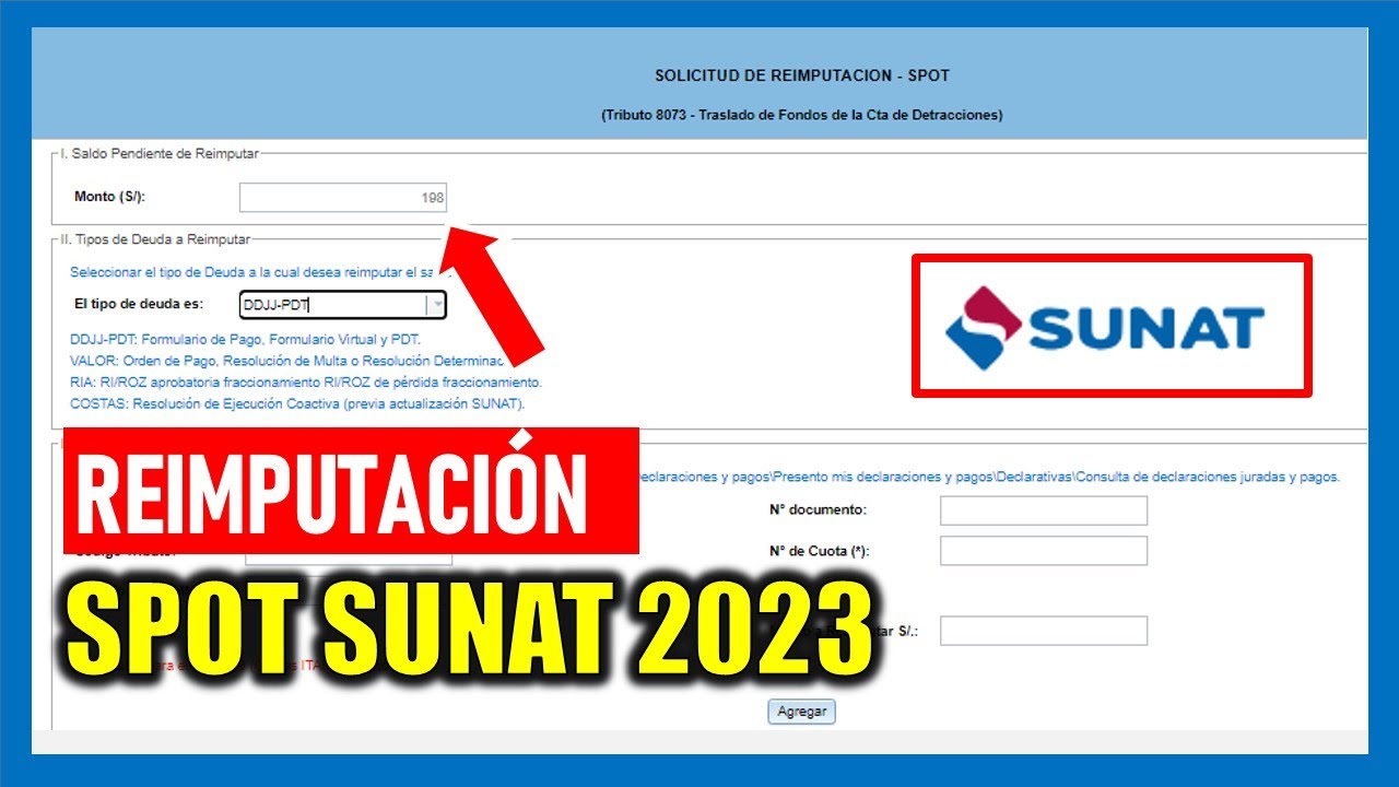 ¿Cómo solicitar la REIMPUTACIÓN SPOT SUNAT 2023?