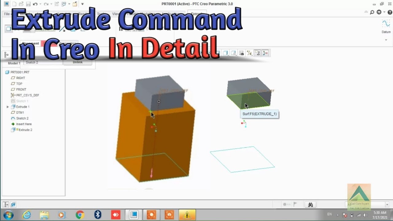 Extrude In Creo || In Detail || CAD CAM EXPERT - YouTube
