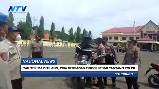 TAK TERIMA DITILANG, PRIA BERBADAN TINGGI BESAR TANTANG POLISI