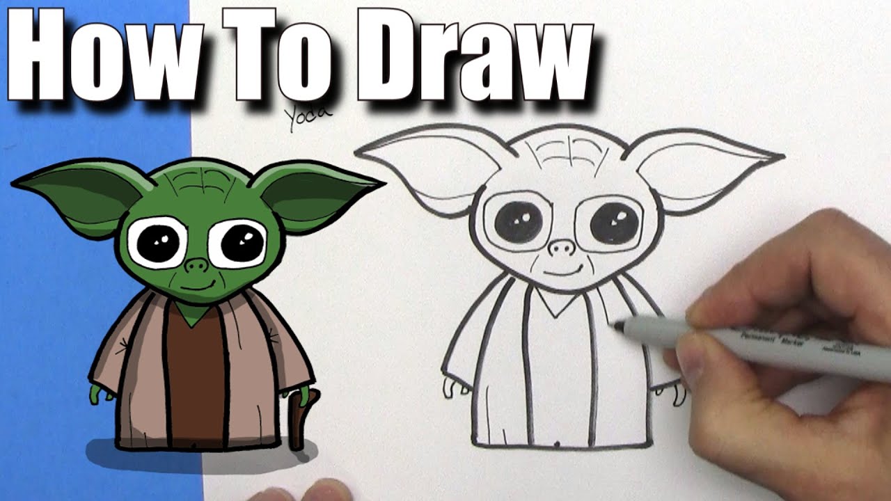 How To Draw Cute Cartoon Yoda -EASY CHIBI - Step By Step - YouTube