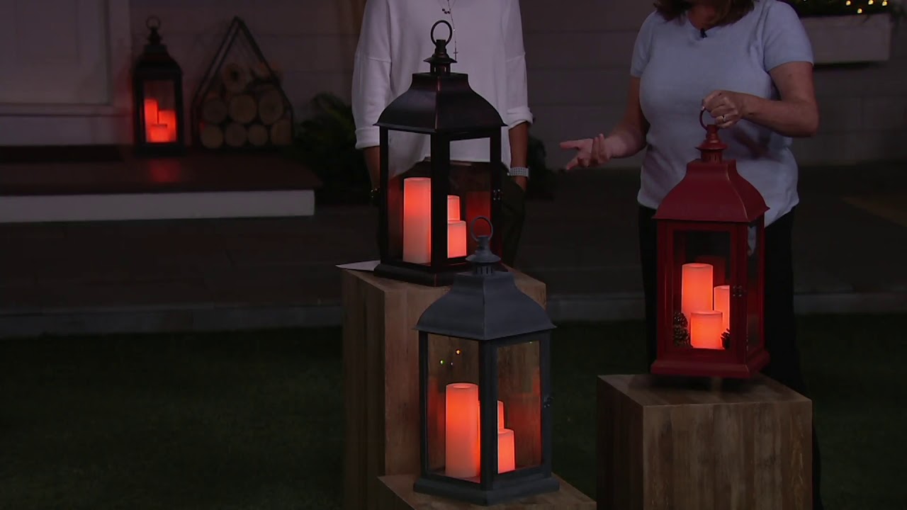 Candle Impressions Large Indoor/ Outdoor Lantern with 3 Candles on QVC