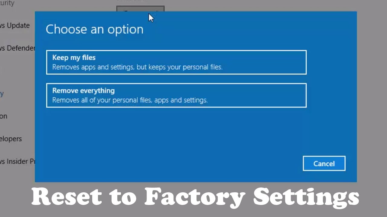 How to Reset Windows 22 to Factory Settings